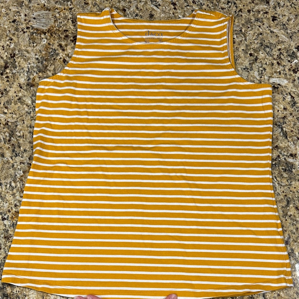Chic Mustard and White Striped Tank Top